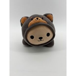 Linzy Toys Smoochy Pals Plush Dog in Bear Hoodie Gray Orange Small Squishy